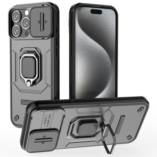 iPhone 16 Pro Max Cover med ring - Sort