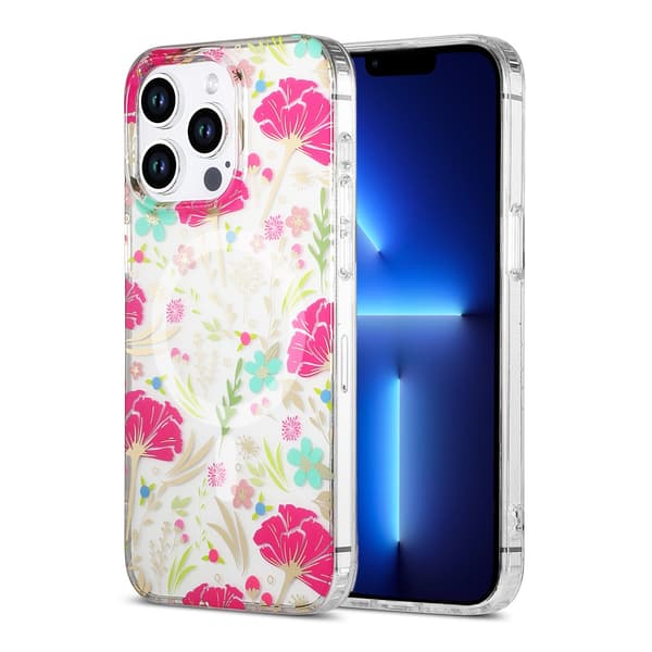 Mobilcover MagSafe til iPhone 13 Pro Max - Blomster Rød-grøn
