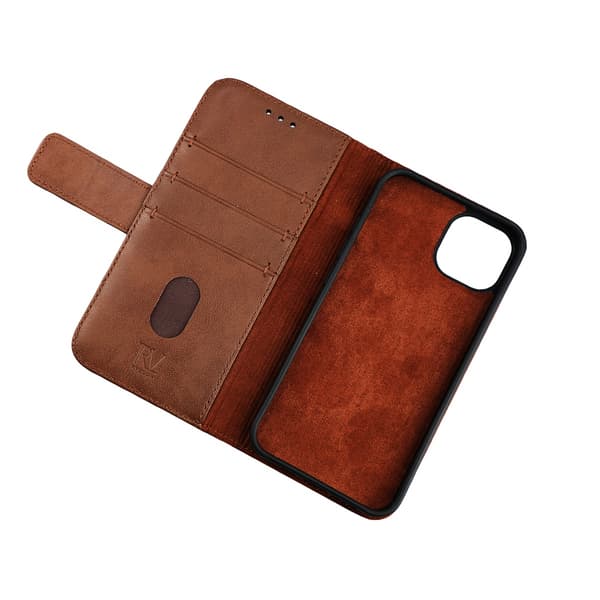 iPhone 13 Plånboksfodral Läder Rvelon - Brun