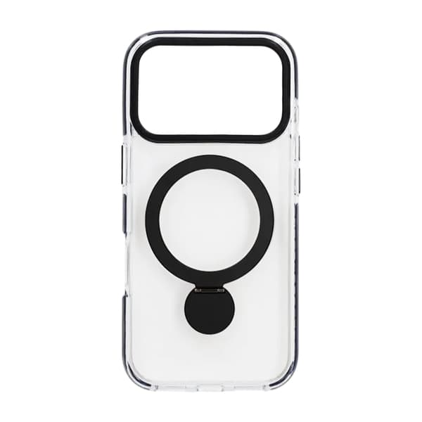 Skal Magsafe til iPhone 17 Pro - Transparent sort med ringstativ