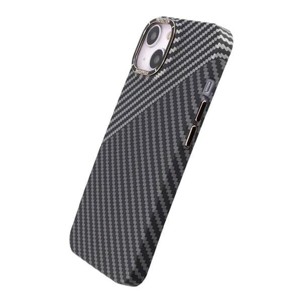 iPhone 15 Plus Mobilskal i Kolfiber - Svart och Vit