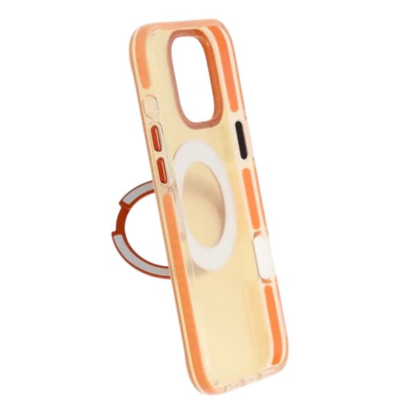 Iridescent Shockproof Case with 360 degree Rotatable Kickstand For iPhone 16 Pro Orange