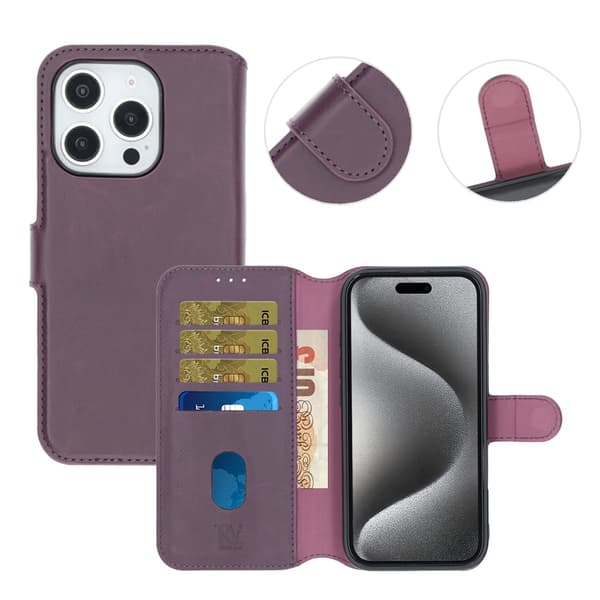 iPhone 16 Pro Max Plånboksfodral Magnet Rvelon - Lila