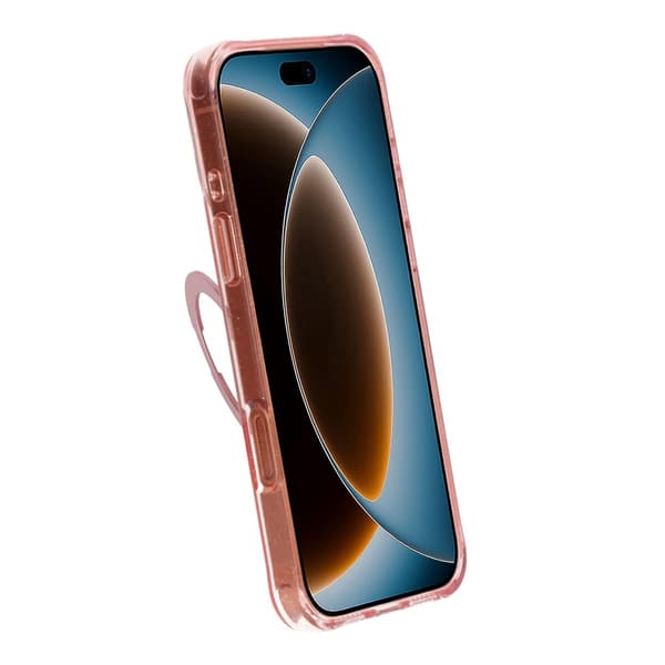 Glitrende MagSafe-cover til iPhone 17 Pro og 18 Pro med roterende stativ - Rosa