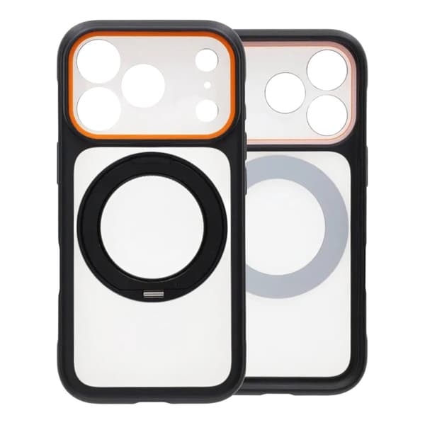 Clear Glow 360-degree Rotating MagSafe Stand Case For iPhone 17 Pro Black