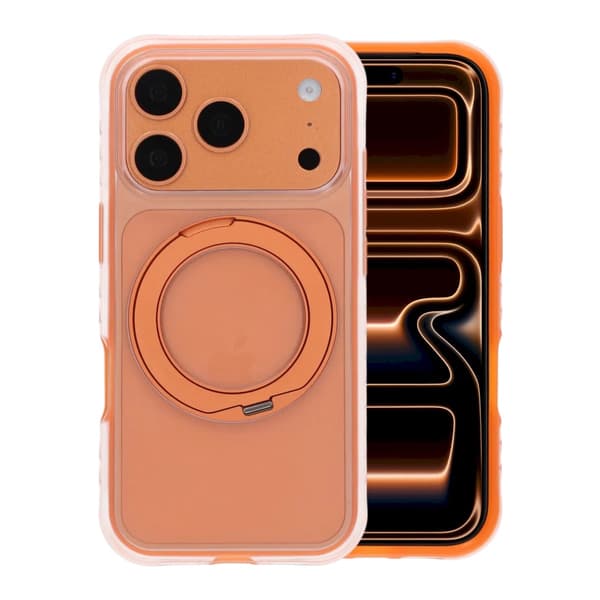 Matt Mobilskal med ringstativ för iPhone 17 Pro och 18 Pro - Orange