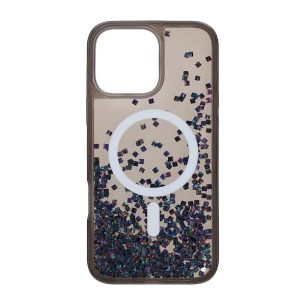 Diamond Quicksand Magnetic Case For iPhone 16 Pro Black