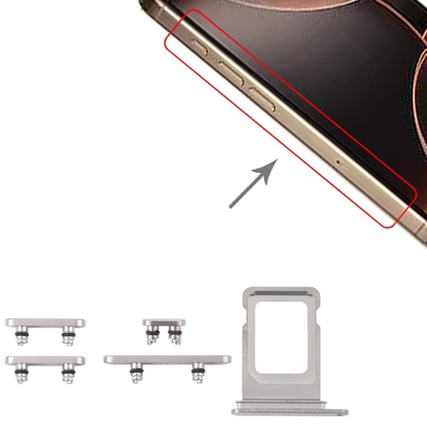Knapper og SIM-kortholder til iPhone 15 Pro/15 Pro Max - Hvid