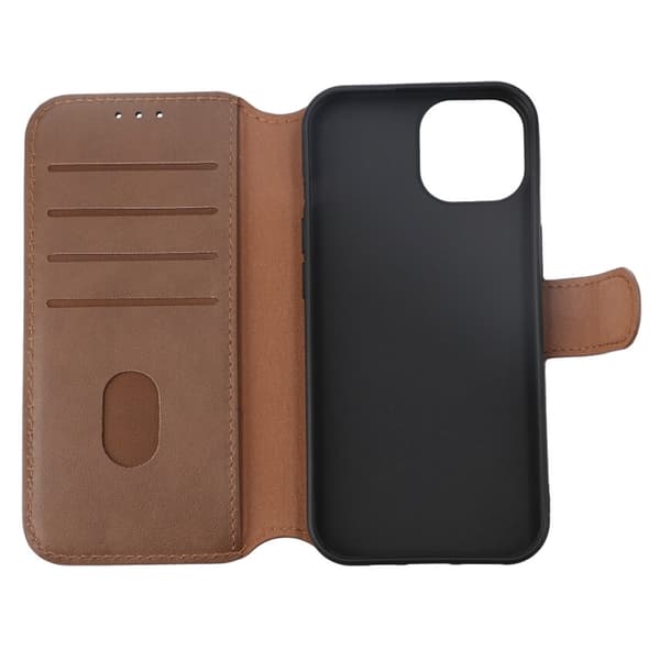 iPhone 15 Plånboksfodral Läder Rvelon - Brun