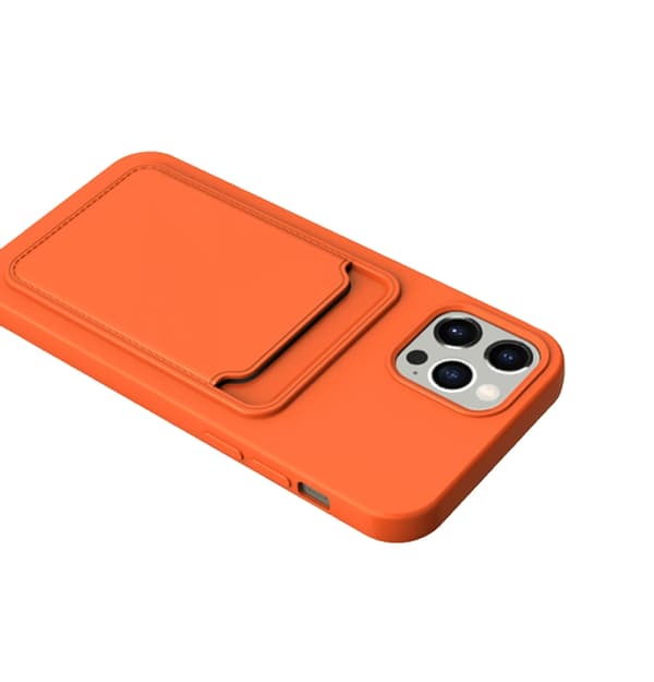 iPhone 13 Pro Max Silikonskal med Korthållare - Orange