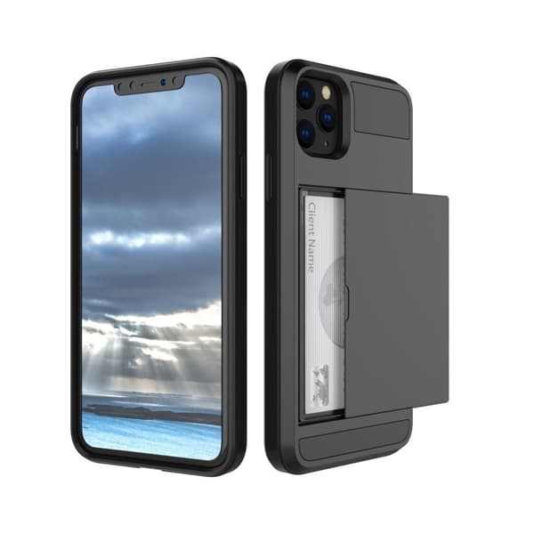 Stødsikkert iPhone 11 cover med kortholder - sort