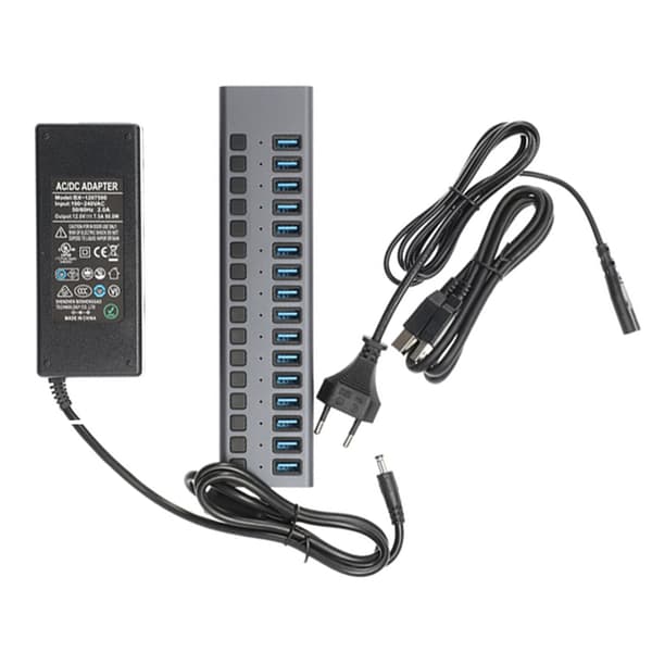 USB Multiadapter med 16 USB-A 3.0-udgange (90W)