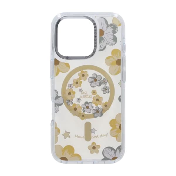 Gradient Blomster Magnetisk Cover Til iPhone 16 Pro Gul
