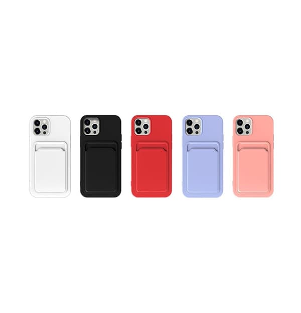 iPhone 13 Silikonskal med Korthållare - Rosa