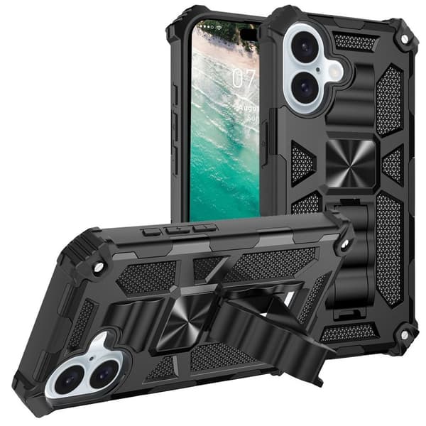 iPhone 16 Plus -kotelo jalustalla - Musta