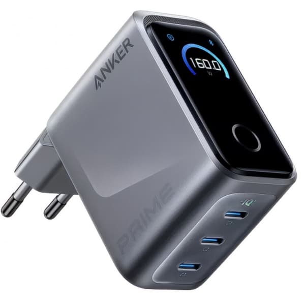 Anker Prime Vægoplader 160W 3xUSB-C – Grå