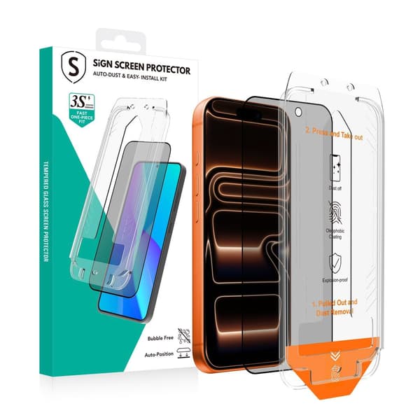 SiGN Privacy Screen Protector iPhone 17 Pro Max – EZ Apply pölyttömällä asennuskehyksellä
