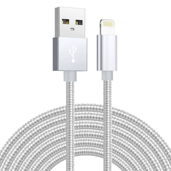 SiGN USB til Lightning Kabel, 2.1A, 3m, Nylon - Sølv
