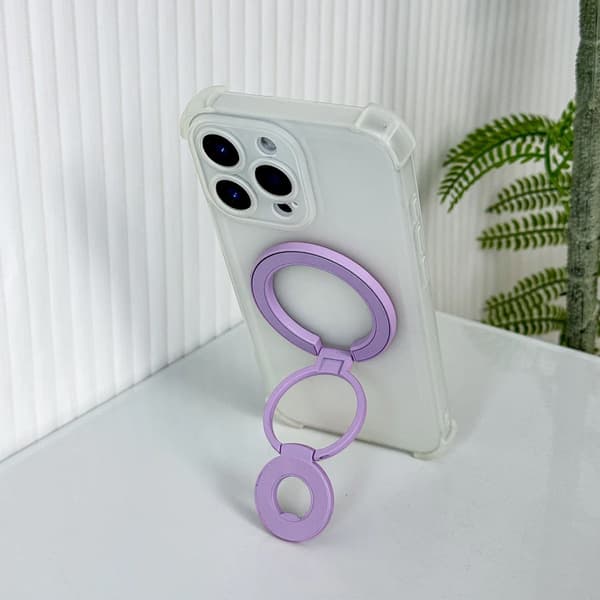 Foldable Double Magnetic Phone Ring Holder Purple