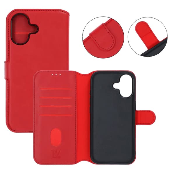 Rvelon Plånboksfodral Magnet för iPhone 17 - Röd