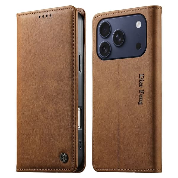 DIERFENG iPhone 18 Pro/17 Pro Plånboksfodral RFID-blockering - Brun