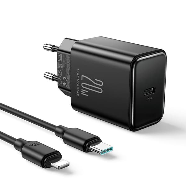 NEXTBATT Lightning til USB-C PD iPhone Hurtigoplader 20W med kabel, 1m - Sort