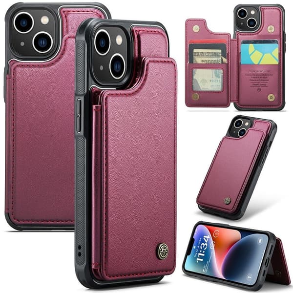 CASEME iPhone 14 Wallet Case RFID-blokering - Rød