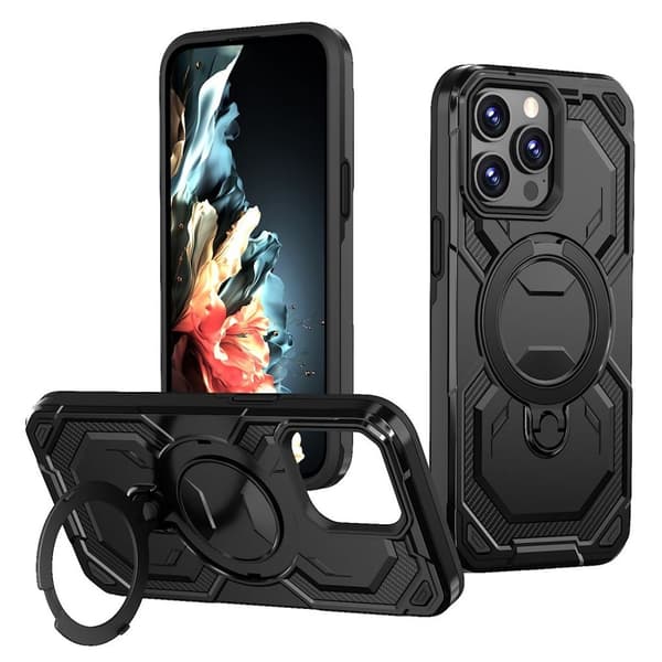 iPhone 13 Pro Max Magnetisk Ring Støtteben Cover – Sort