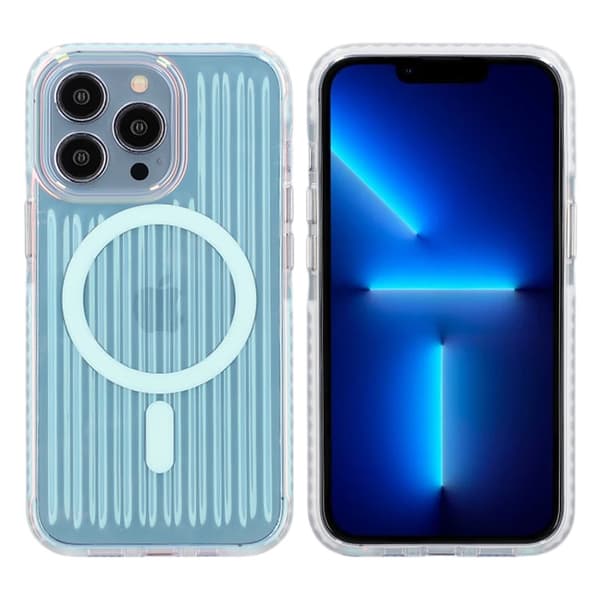 Model reflekterende farve Magnetisk etui til iPhone 13 Pro Blå