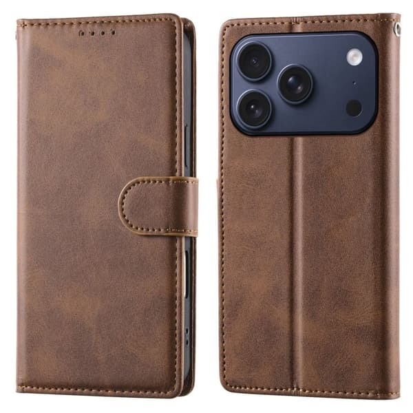 Lompakkokotelo jalustalla iPhone 18 Pro, iPhone 17 Pro - Ruskea