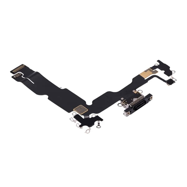 iPhone 15 Plus latausliitin joustokaapelilla - musta