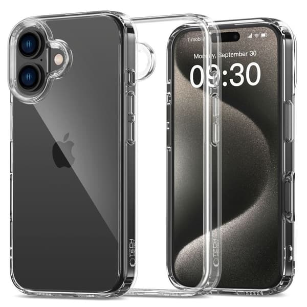 Tech-Protect FlexAir Hybrid -kotelo iPhone 16:lle - Läpinäkyvä
