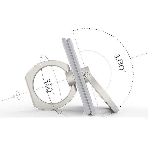 Telefonring Holder Mount 360° Rotation Til Mobiler/Tablets Universal - Sølv