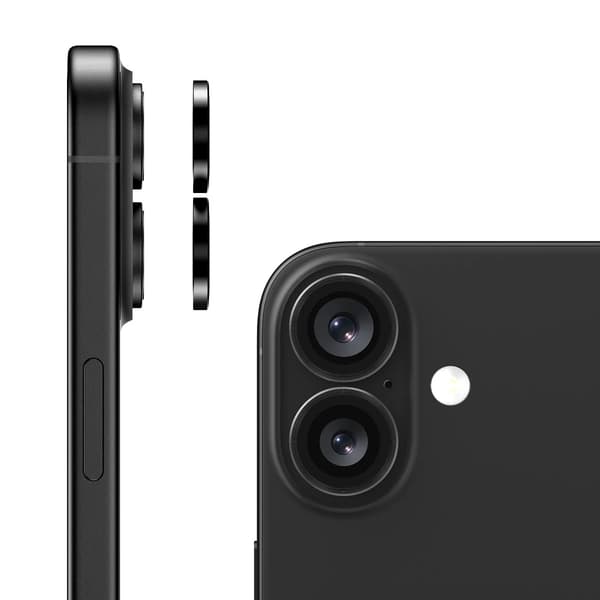 iPhone 16 /16 Plus Bagkameraglas + Beslag Sort