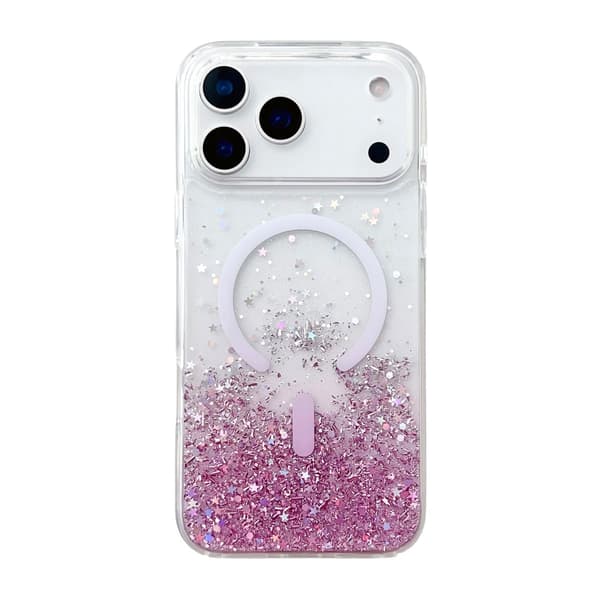 Glitrende MagSafe Cover med Stjerner til iPhone 17 Pro - Rosa