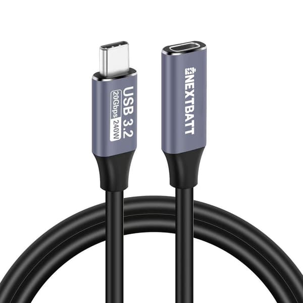Nextbatt USB-C forlængerkabel han til hun 2m – sort