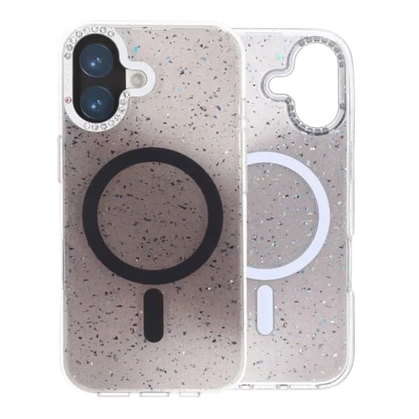 Glittercover MagSafe og diamanter til iPhone 17 - Sort