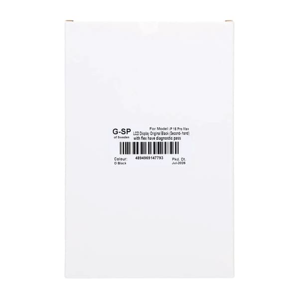iPhone 15 Pro Max LCD-skærm Original Sort (Brugt) med flex har diagnosticering bestået