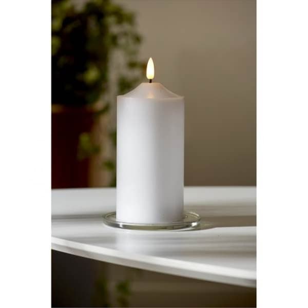 LED BLOKLYS FLAMME / 17 cm / Batteri / Timer