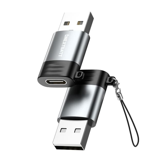 NEXTBATT USB-C hona till USB-A 2.0 adapter - Svart/Grå 1-pack