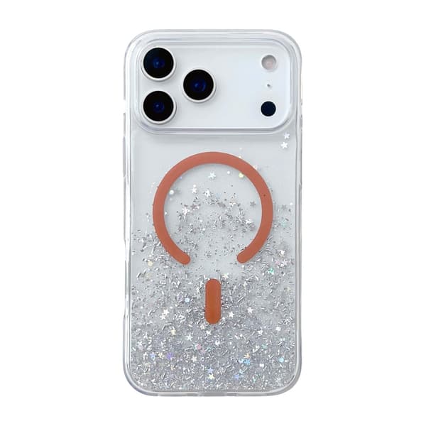 Glitrende MagSafe Cover med Stjerner til iPhone 17 Pro - Orange