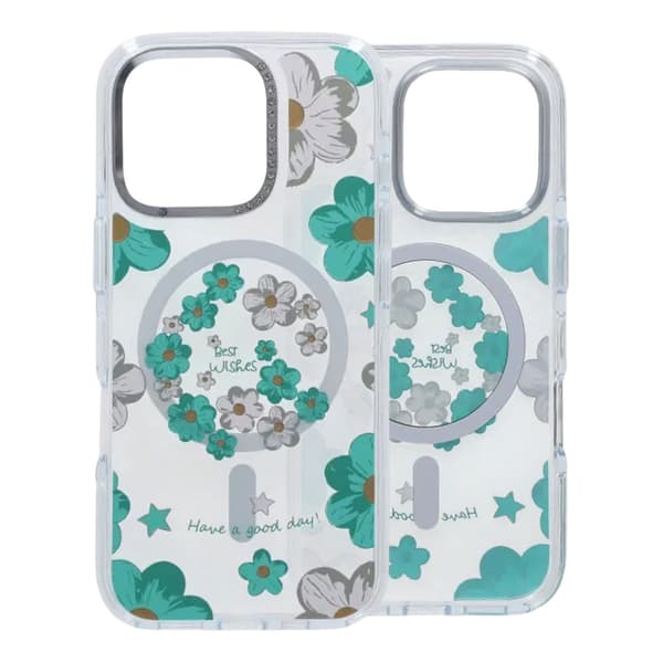 Gradient Blomster Magnetisk Cover Til iPhone 16 Pro Max Grøn
