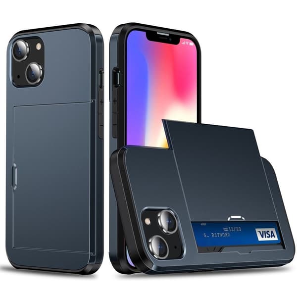 IPhone 15 cover med kortholder - Navy blå