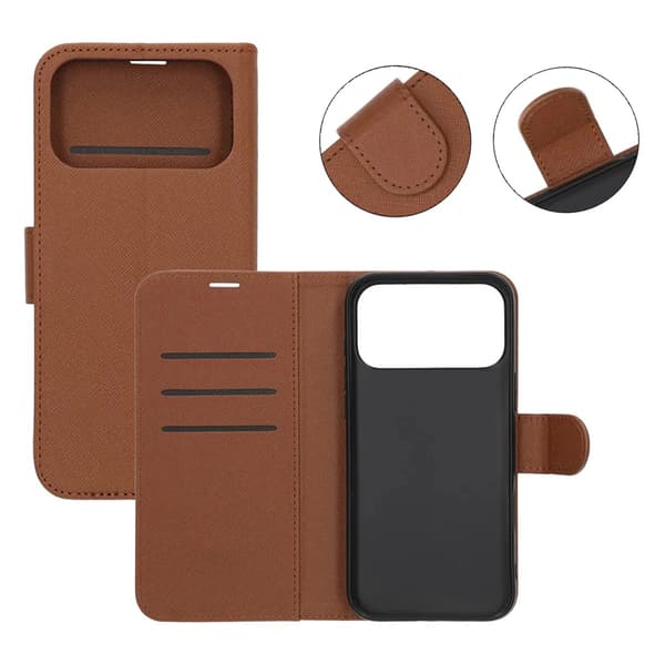 Pungcover med stander til iPhone 17 Pro - Brun