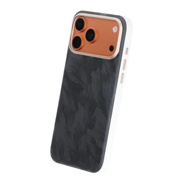 Plume Tekstureret Vegansk-Læder Magnetisk Etui Til iPhone 17 Pro Max/18 Pro Max Sort