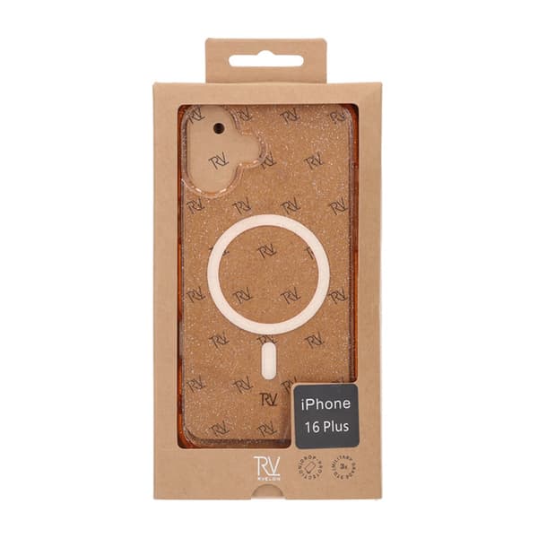 iPhone 16 Plus Rvelon Mobilskal TPU med MagSafe - Glitter Guld