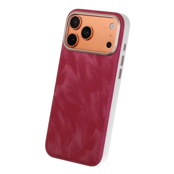Plume Tekstureret Vegansk Læder Magnetisk Etui Til iPhone 17 Pro Max/18 Pro Max Rosarød