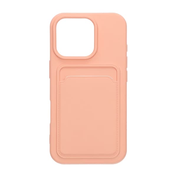 Mobilskal iPhone 16 Pro Max Silikon med Korthållare - Rosa