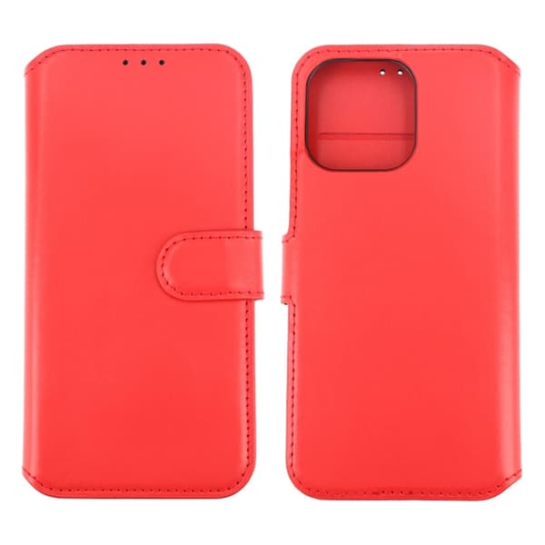iPhone 15 Pro Max Plånboksfodral Läder Rvelon - Röd