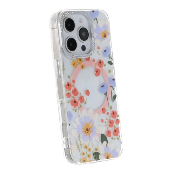 Blomstret Cover med Magsafe til iPhone 16 Pro Max - Orange